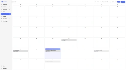 Quotavo Kalender mit Monatsansicht und Terminen für Objektbegehungen und Reinigungseinsätze